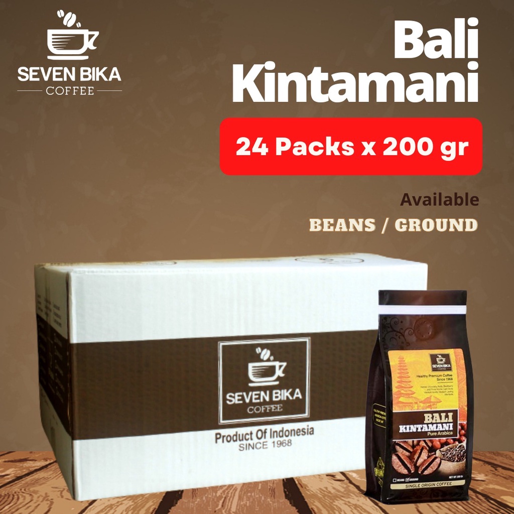 

SB Premium Bali Kintamani Pure Arabica 200 Gr. Isi 24 Pcs. Biji/Bubuk.