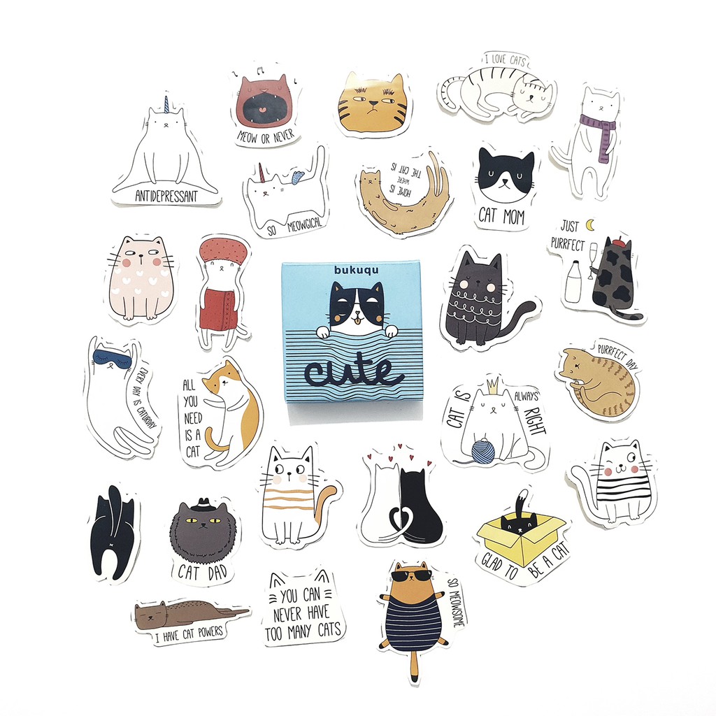 

Stiker Journal Cute Cat untuk Notebook, bullet journal merk bukuqu