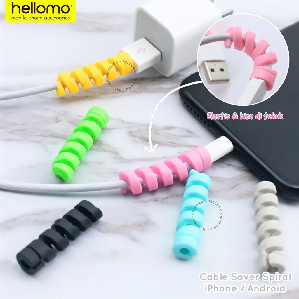 Cable Protector Spiral / Pelindung Kabel Charger / Lightning Saver iPhone Mac / Penutup ujung Kabel