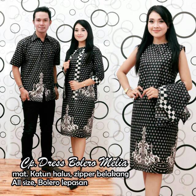 GROSIR BATIK COUPLE CP DRESS BOLERO MELIA