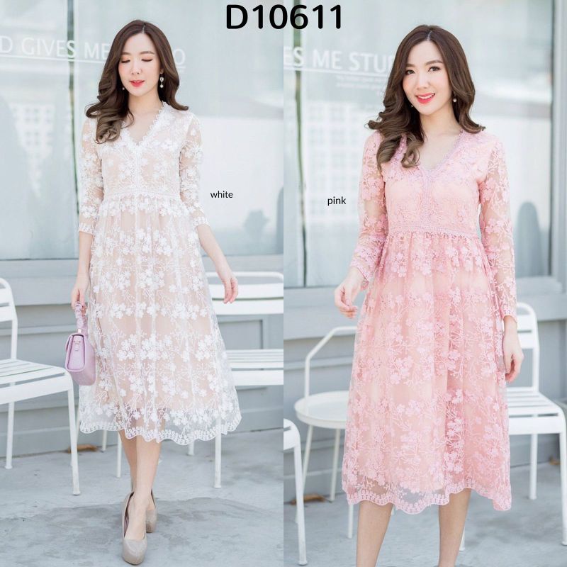 Dress Baju dress pesta lebaran hari raya dinner kondangan prewedding bridesmaid lace embro embroi br