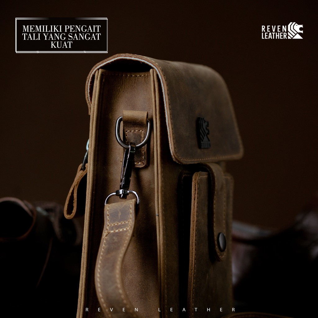 Tas Selempang Pria Wanita Tas Slempang Minibag Smartphone Bag Kulit Asli Cowok Mini Bag Sling Bag Slingbag Pria Wanita Multifungsi Muat HP dan Dompet Mustang Series SmartphoneBag