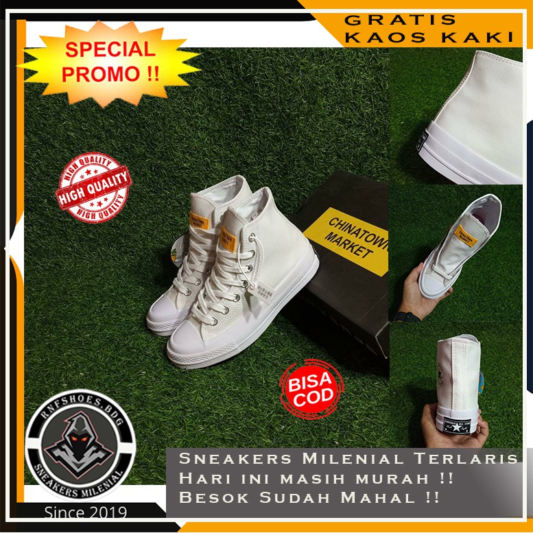 Converse X Chinatown Market Chuck Taylor All Star 70s High White Ready Size 36-44 Made in Vietnam Hi