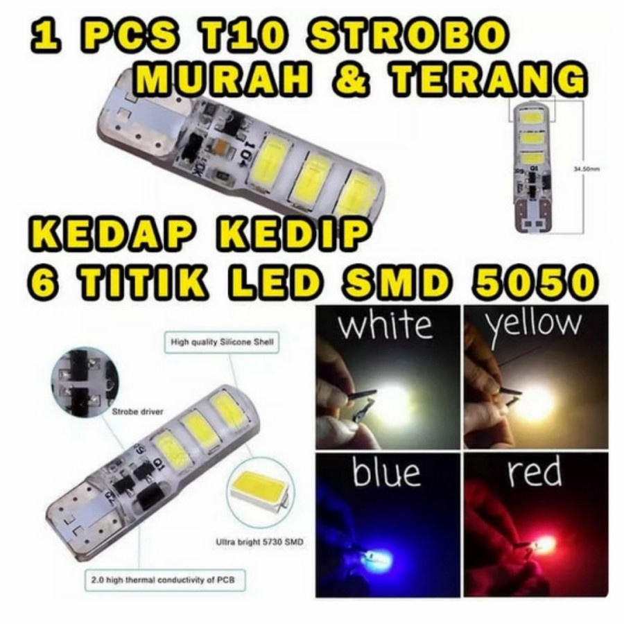 Lampu Stop Rem Belakang LED PROJIE Mini UNIVERSAL Lampu Stoplamp Merk Projie LED Variasi Motor ACDC FREE Lampu LED T10 Jelly Flash Kedip Lampu Sein Senja Stop Jely LED 2 Pcs Semua Motor