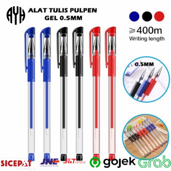 

AYH Gel Pen Pulpen Gel 3 Warna Bullet 0.5mm Pena Alat Tulis GelPen
