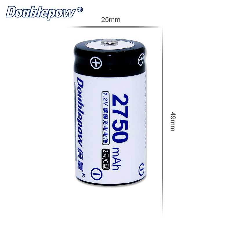 Doublepow Baterai Cas L14 LR14 C Ni-CD Rechargeable 1.2V 2750mAh 2PCS