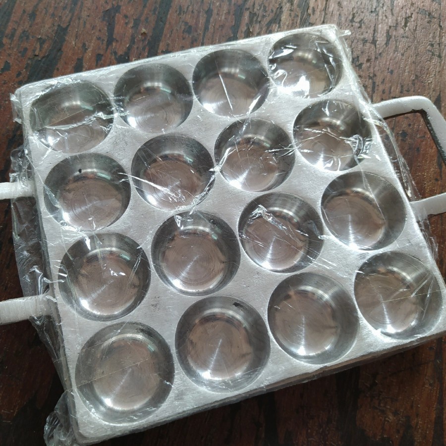 Cetakan Kue Cubit / Pentol telur /Takoyaki / Martabak Mini /Cetakan Kotak 16 Lubang BONUS TUTUP