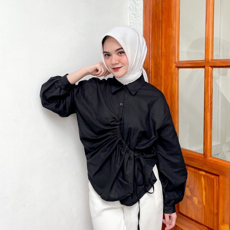 READY Aqella blouse by vitafa id | blouse serut | kemeja serut linen REAL PICTURE