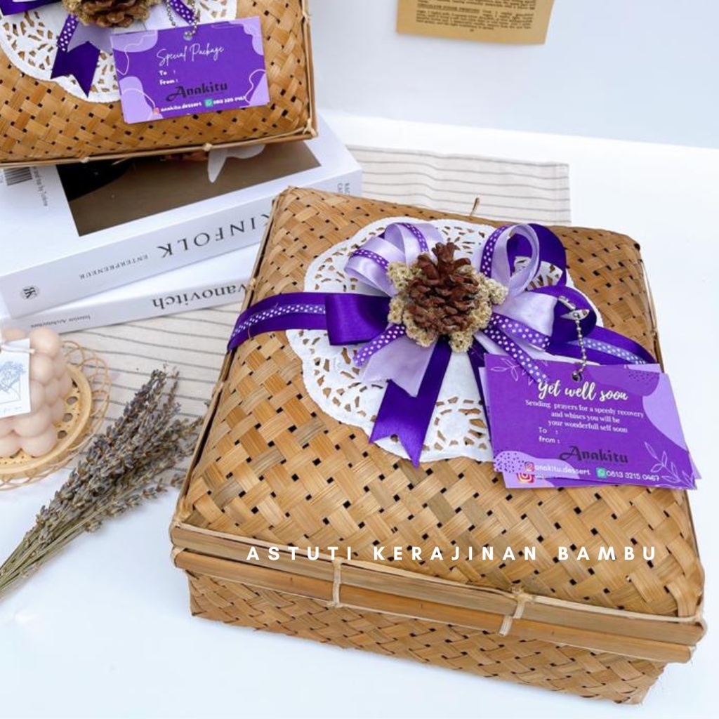 Sokase Box Bambu Hias Pita Premium Hantaran Bambu Seserahan Bambu Kotak Seserahan Bahan Bambu