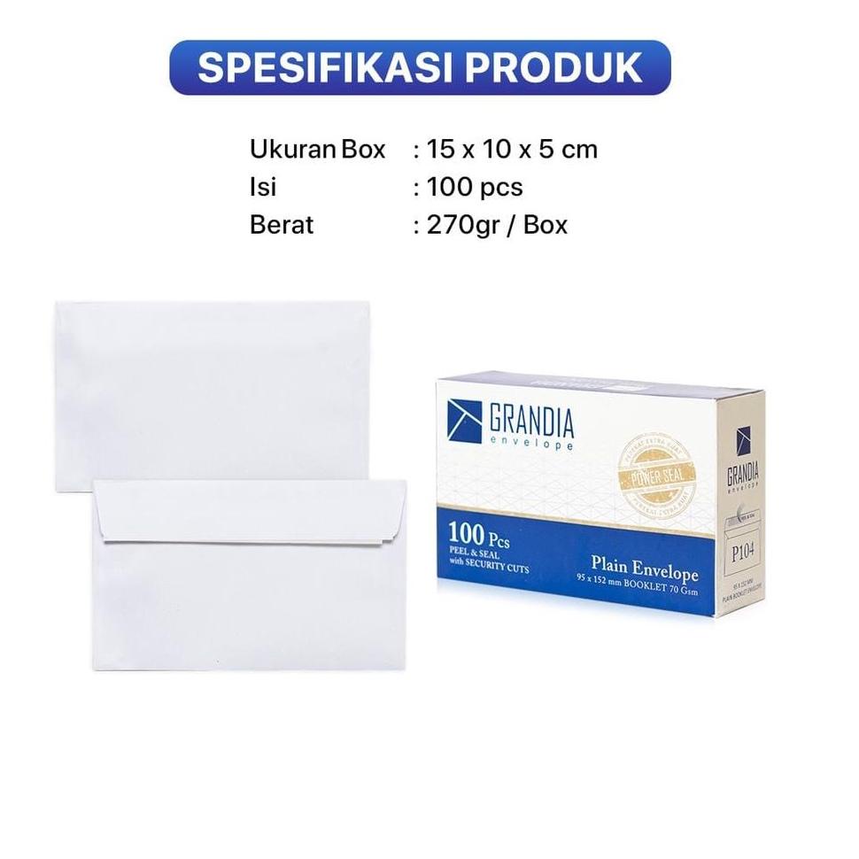 

(J8J1) Isi 100Pcs Amplop Putih P 104 Grandia Amplop Polos Kecil Dengan Lem Perekat //Diskon@spesial