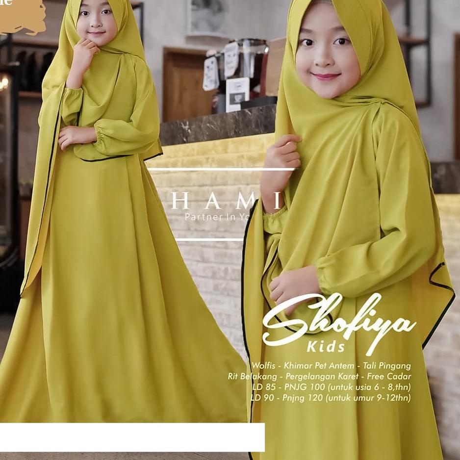 Gamis Anak Shofiya Kids Gamis Remaja Syar'i Wolfis Alandra Set Jilbab Dan Cadar Original Aiisha {MNG