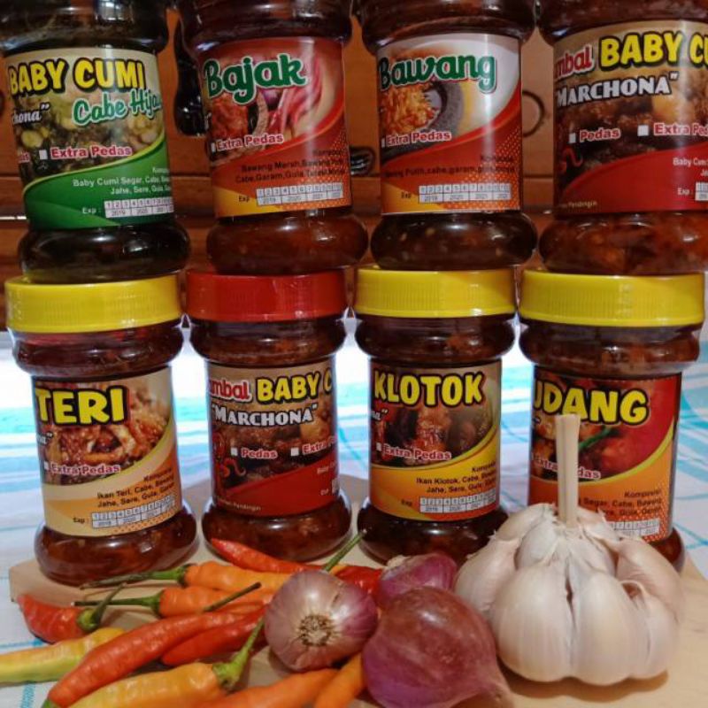 

PAKET HEMAT SAMBAL ISI 8 (BABY CUMI, BAJAK, BAWANG, TERI, KLOTOK, UDANG)