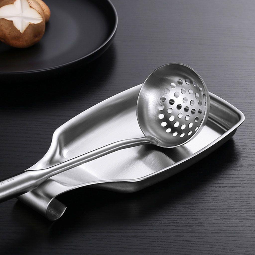 Nickolas1 Utensils Rest 1pcs Smooth Edge Clip Holder Penyimpanan Meja Persegi Panjang Menebal Tempat Sendok
