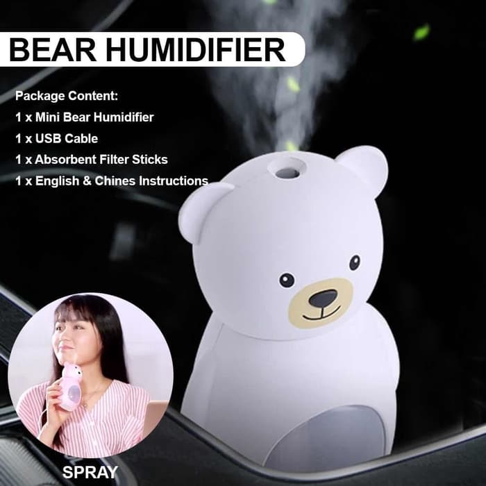 Pengharum Ruangan Otomatis Calmic Humidifier Diffuser UltraSonic Aroma Terapi LED - Bear 160 ml
