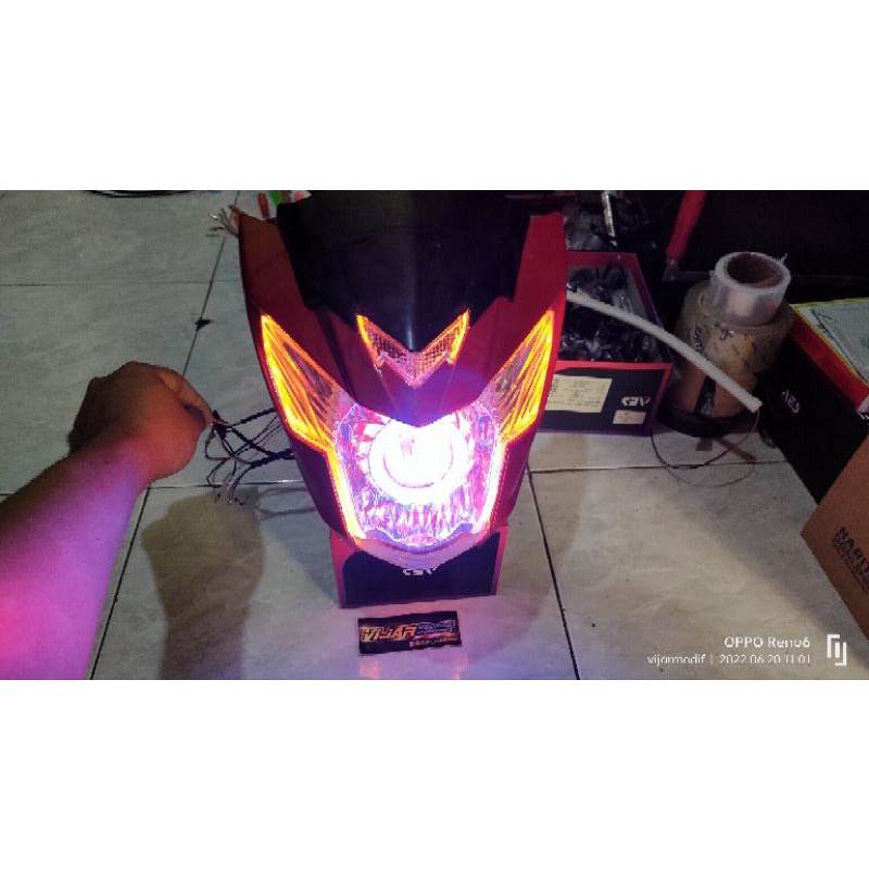 reflektor new Satria Fu injeksi custom proji dan alis model running/headlamp new Satria Fu injeksi c