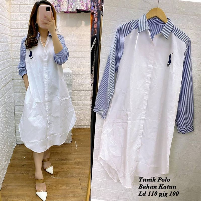atasan wanita,baju muslim,tunik muslim,tunik wanita,dress wanita,baju kerja wanita,Polo Combi Tunik 