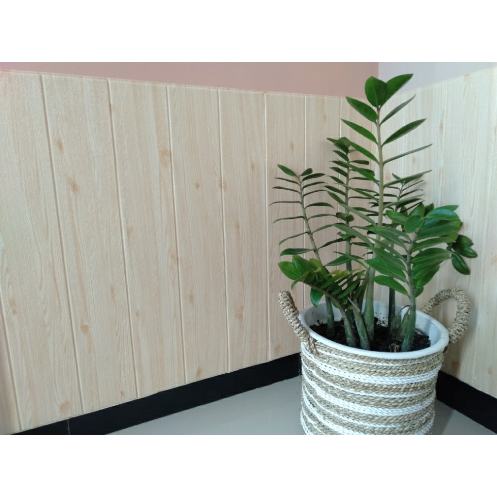 PROMO!! BUY 25PCS FREE 1PCS !! Wallpaper Foam 3D Sticker Motif Kayu Tebal 4mm & 5mm-3