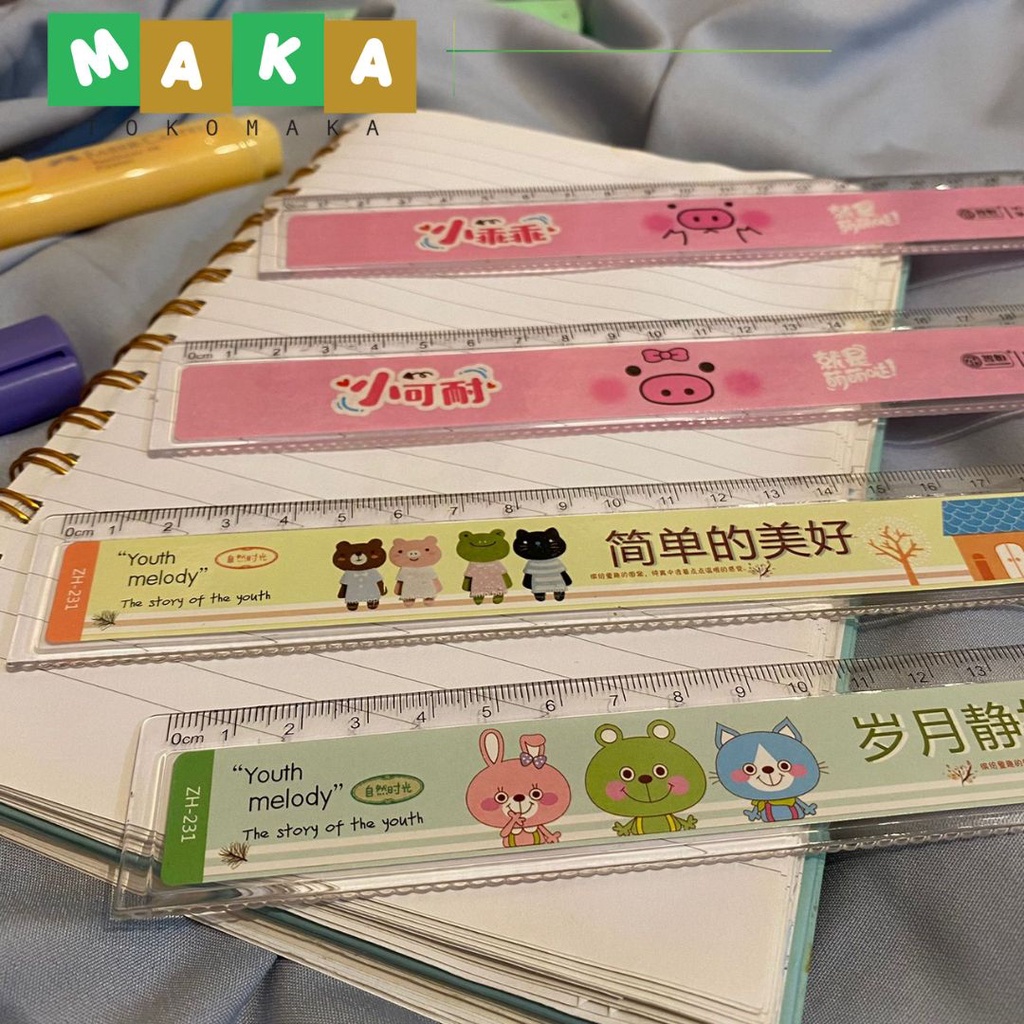 

penggaris karakter hewan penggaris panjang 20cm perlengkapan sekolah alat tulis kantor licu atk murah import