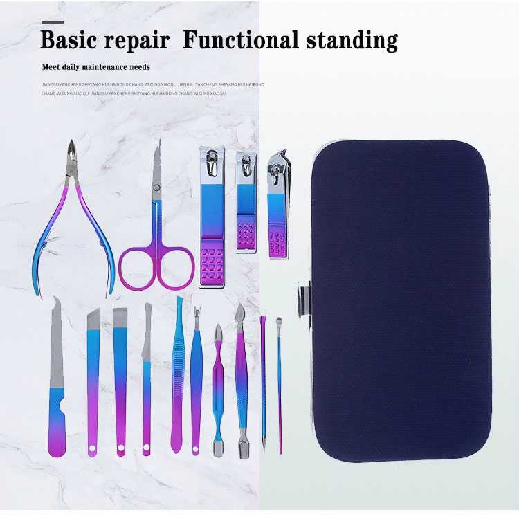 Nail Art Set Gunting Kuku Manicure Pedicure 15 PCS / Paket Alat Set Gunting Potong Pemotong Kuku Lurus Lancip Miring Jempol Kaki Portabel Portable Lengkap Karakter Anti Cantengan Centengan Dewasa Tajam Stainless Dan Korek Kuping Full Set Nail Art Murah