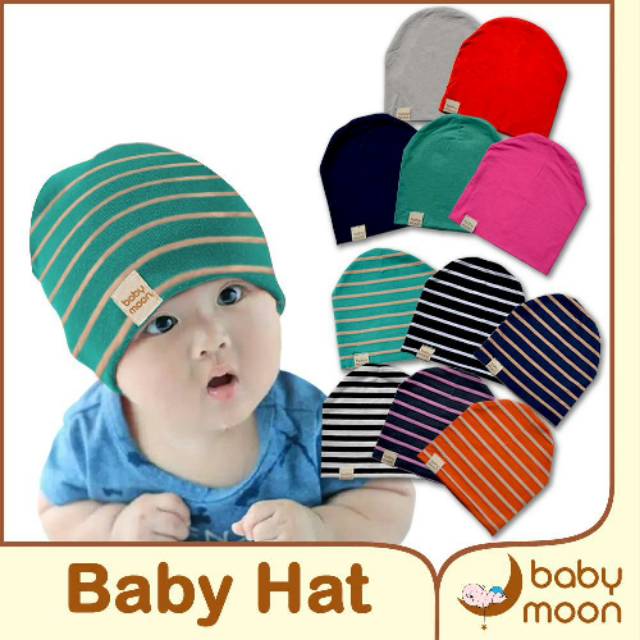 Kupluk Baby Moon Polos Dan Salur Kupluk Bayi Kupluk Polos Kupluk anak Topi bayi lucu Baby Hat kupluk