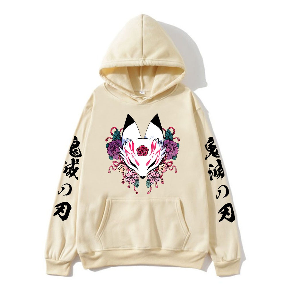 Kitsune Demon Slayer Mask Hoodie / Kitsune Fox Hoodie Cosplay Unisex