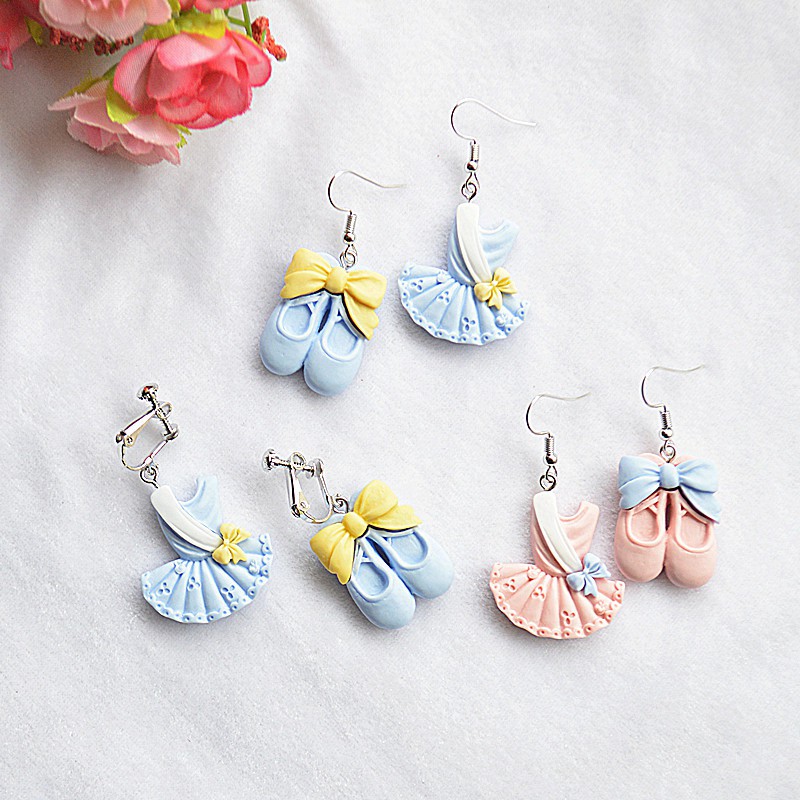 LRC Anting Gantung &amp; Jepit Fashion Pink Ear Hook Simulation Dance Dress Ballet P8508X