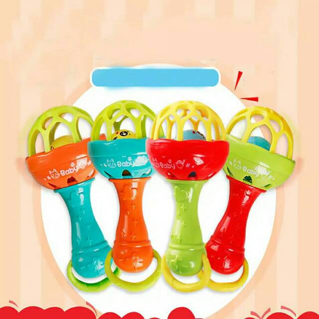 Rattle genggam bayi / kerincingan bayi (warna random)