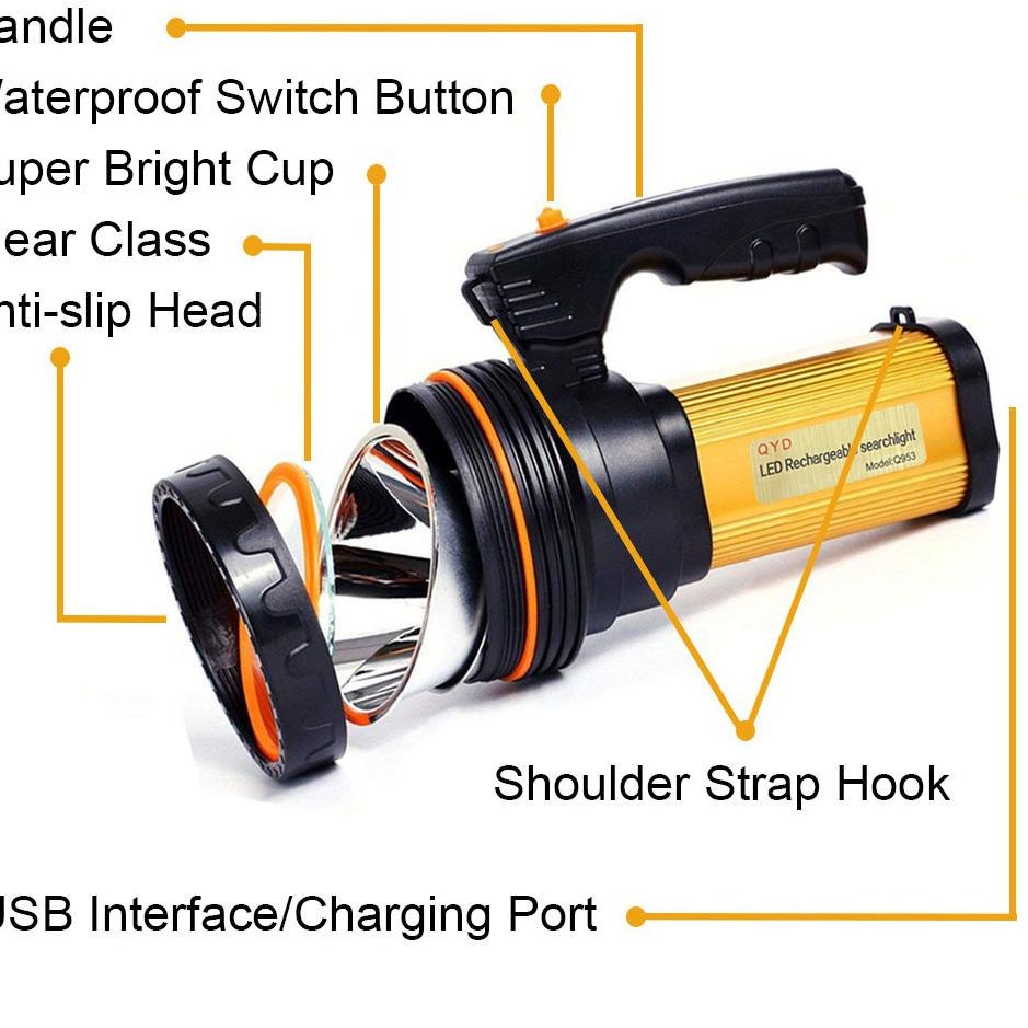 Sangat Nyaman.. QYD Senter LED Super Terang 45W Tahan air  lampu cas Senter jumbo aoki + Q953