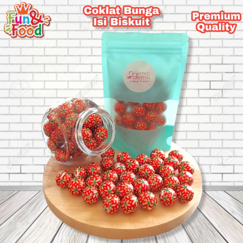 Coklat Bunga Bulat isi Biskuit Kualitas Premium