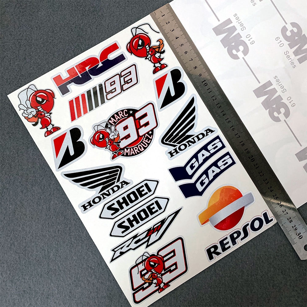 3M Logo Highly Reflective Motorcycle Applique #93 MARQUEZ Sticker Decal