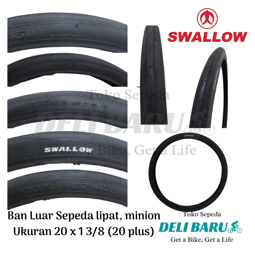 Swallow Ban luar 20 x 1 3/8 type S-139 sepeda lipat pelek 20+ 451