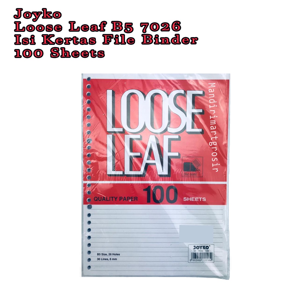 Loose Leaf B5 7026 *Joyko * Isi Kertas File Binder * 100 Sheets