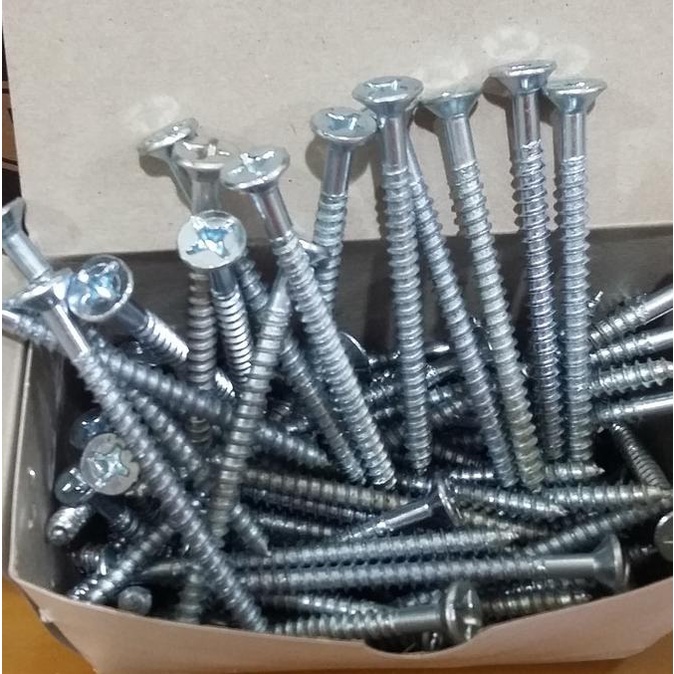 Baut Mur Pengencang Skrup Kayu 3X12 Panjang 7Cm + Galvanis /Kotak