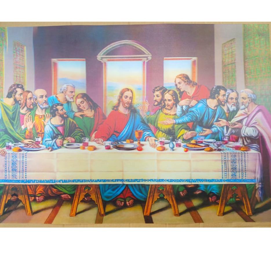 Big Sale⋆ JWCVK Pajangan dinding gambar 3D Mekah perjamuan kudus bunda maria yesus kristus ayat kursi kaligafi Alloh 33 Ready Stok