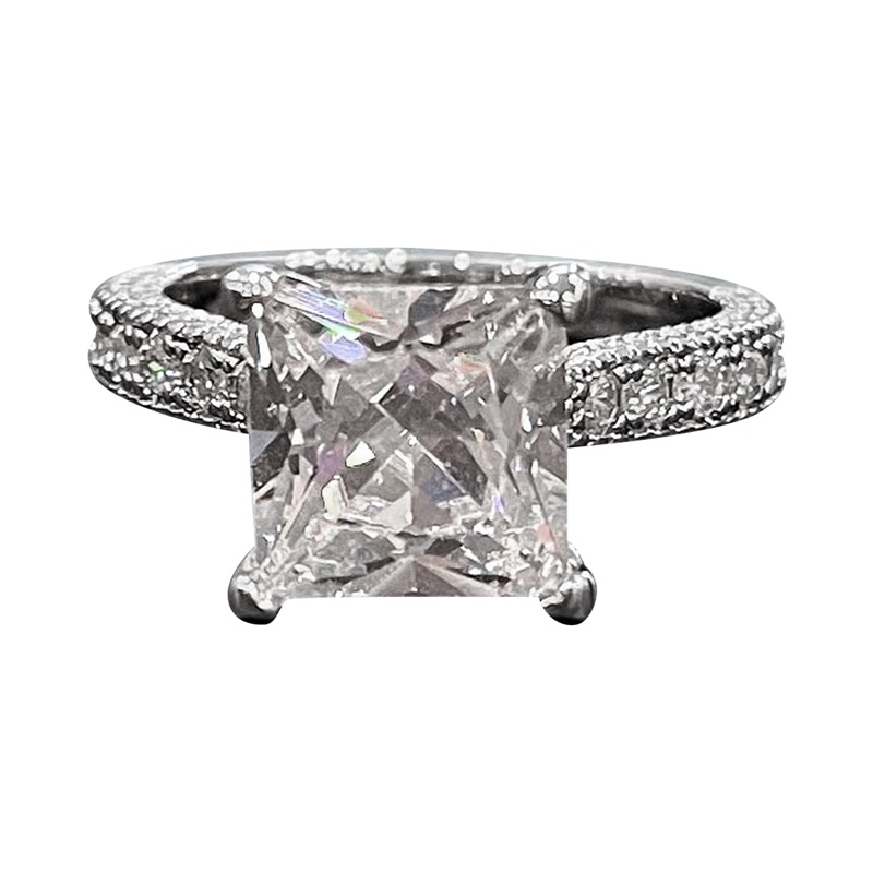 Cincin Wanita Bentuk Persegi Hias Cubic Zirconia Gaya Klasik / Simple / Putri Untuk Pernikahan