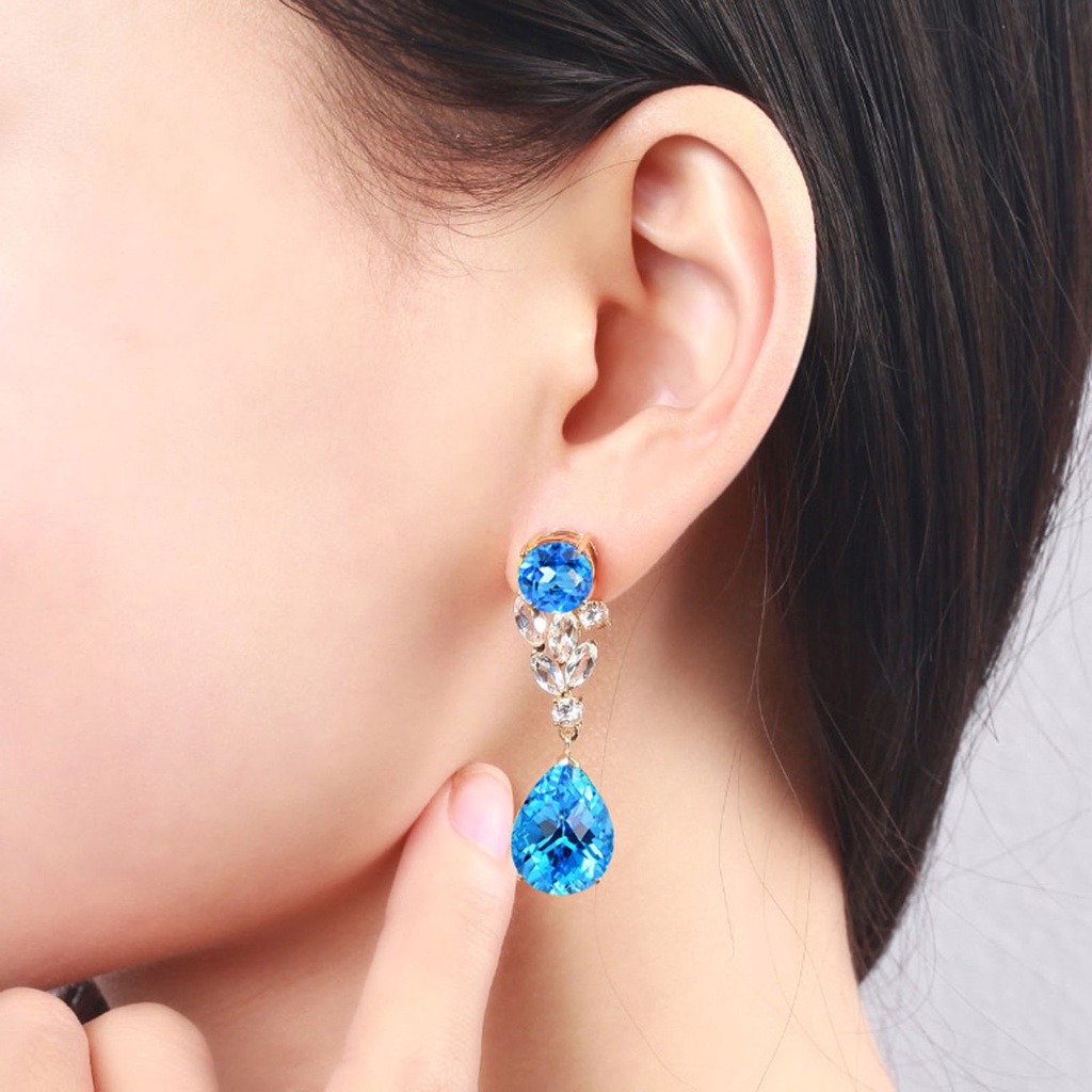 Hu Hu Hu Hu Hu Alat Bantu Pasang Kacamata♡ 1 Pasang Anting Juntai Bentuk Water Drop Aksen Berlian Imitasi Tahan Lama Untuk Harian