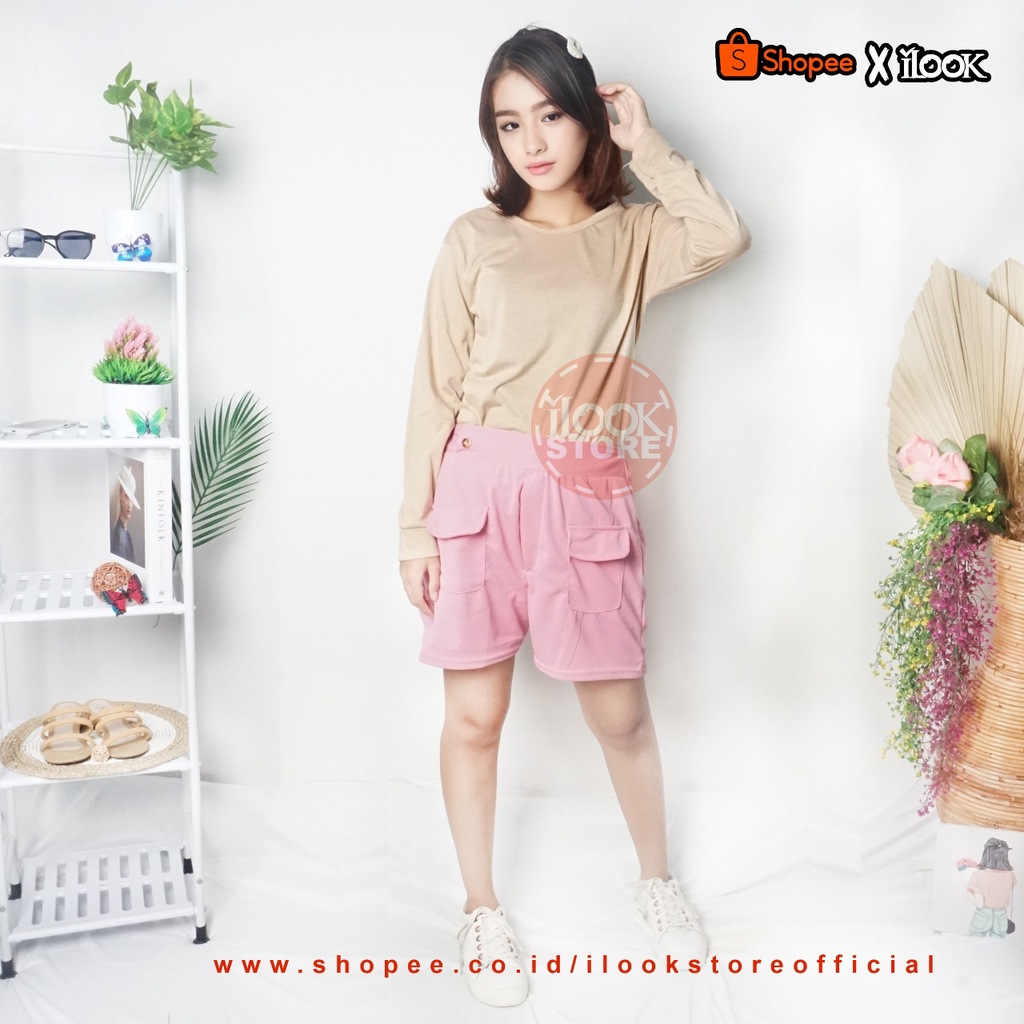 ilook | Moji Pant | Celana Pendek Moji | Celana Pendek Wanita | Celana Korean Style Bahan Crepe