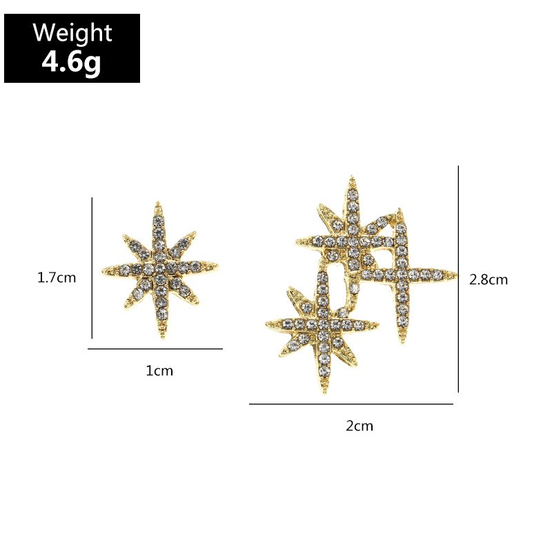 LRC Anting Tusuk Fashion Astral Diamond Five-pointed Star Pearl Alloy P50955