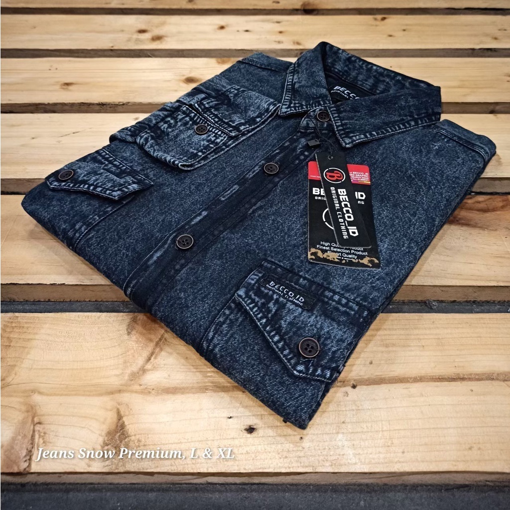 Kemeja Jeans Panjang Pria / Kemeja Levis Washing Original Brand Lokal