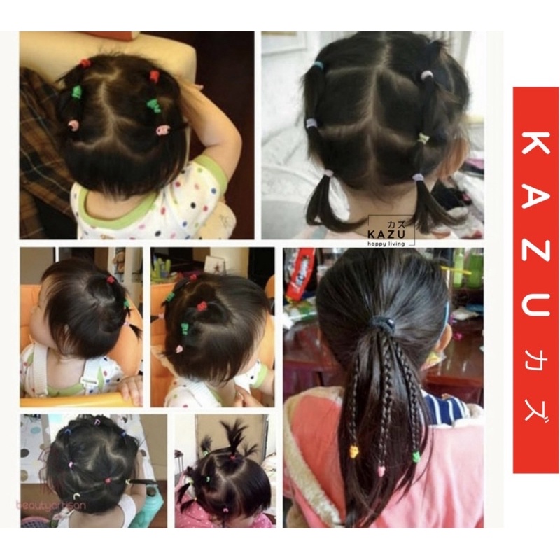 Karet Rambut Anak ikat Rambut Anak Cewek Tas isi -+500pc ikat rambut jepang Anak + POUCH simpan