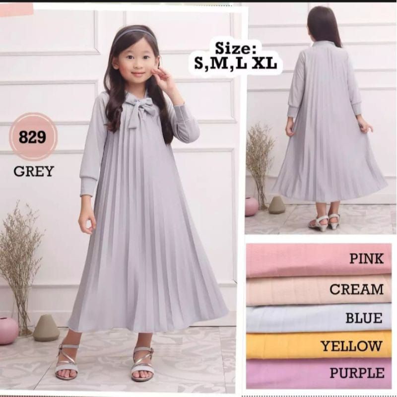 GAMIS PLISKET ANAK USIA 4_15TAHUN GAMIS PLISKET ANAK PEREMPUAN GAMIS ANAK DASI GAMIS ANAK PITA