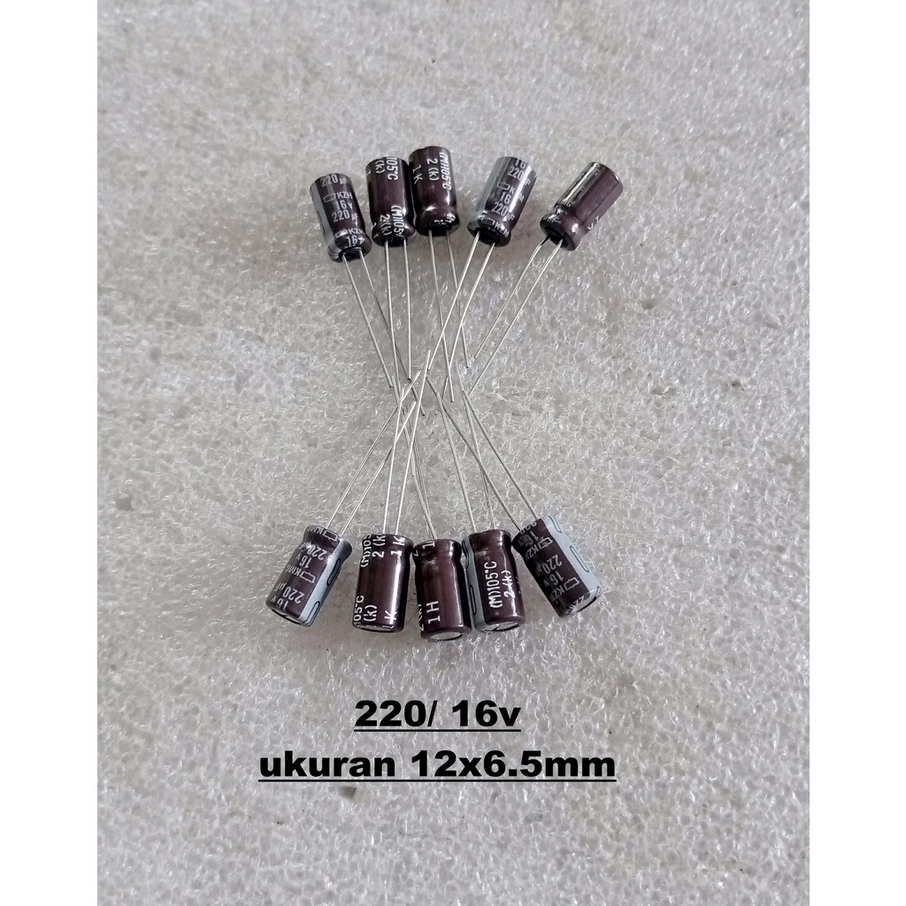 Capacitor Elco 220uf 16v 12x6.5 10pcs