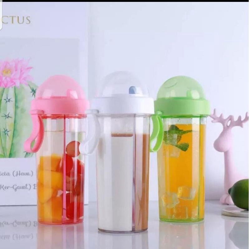 BOTOL DUET COUPLE BOTOL MINUM 2IN1 2TONE TEMPAT MINUM ADA SEKAT BOTOL AIR MINUM ANAK