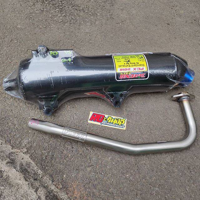 knalpot standar racing daeng sai4 new pcx lokal 2018 corong stainless biru blue original thailand