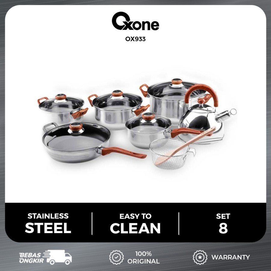 Panci Set Oxone OX 933 12 + 2 Eco Cookware Panci Stainless Oxone 933 Panci dan Teko Set Oxone OX933