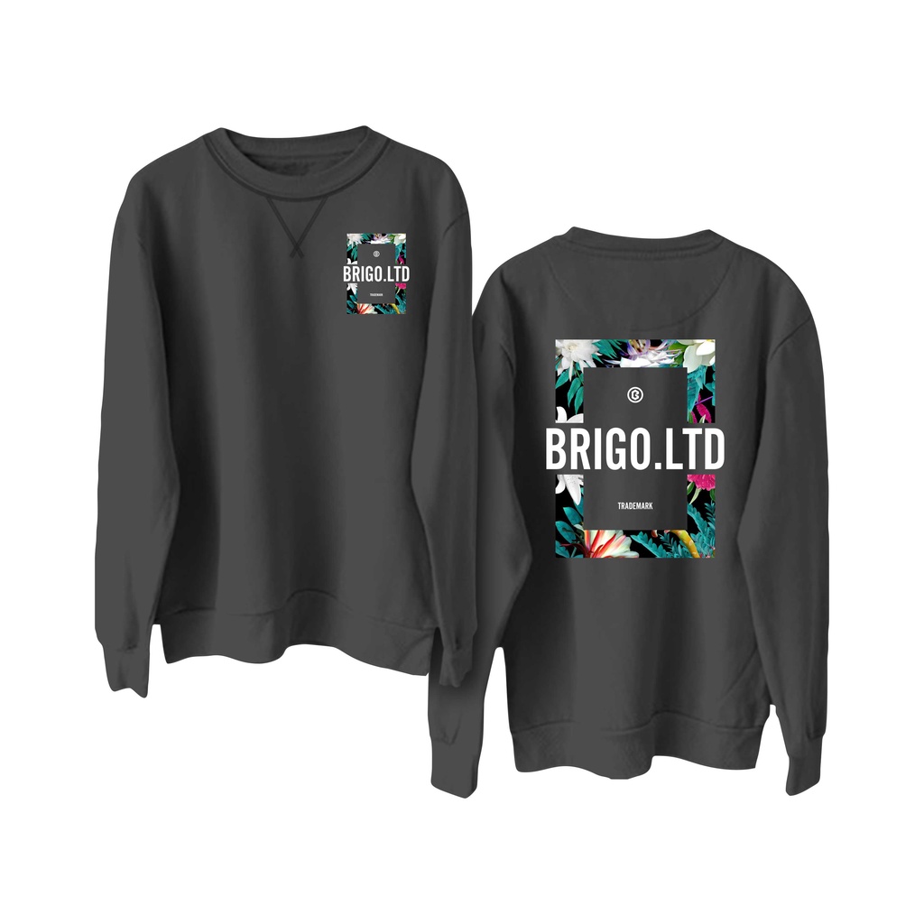 BRIGO Basic Sweatshirt  flower II Sweater Crewneck BRIGO flower Sablon DTF Fleece Cotton II SIZE M-XXL (Pria &amp; Wanita) Free stiker&amp;Gantungan Kunci