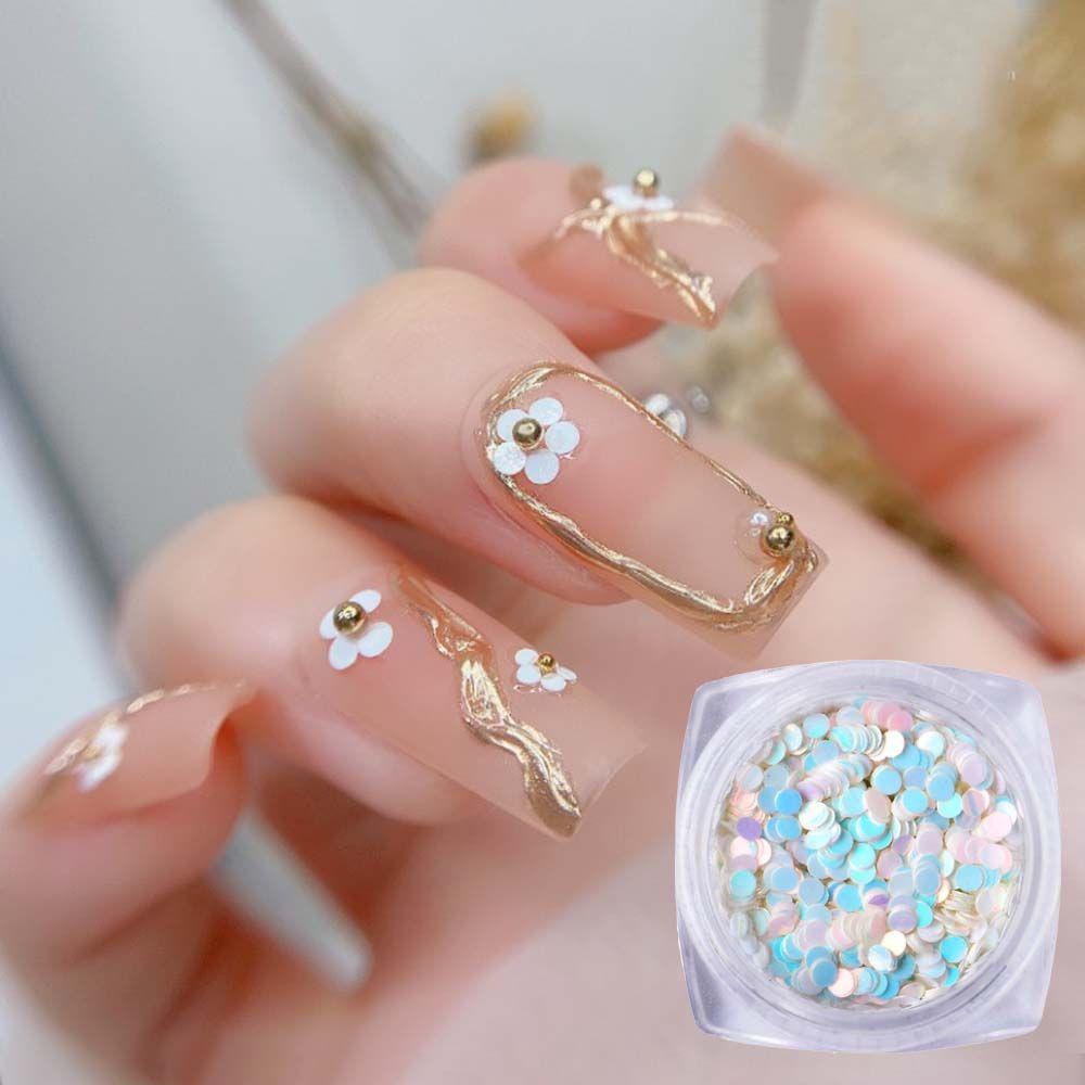 AUGUSTINA Agustina Round Nail Art Sequin Ultra-Tipis Bentuk Bulat Simfoni Pesona DIY Nail Art Stiker