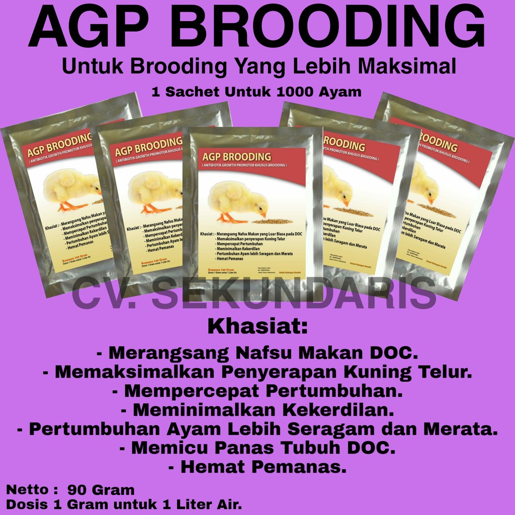 Vitamin Ayam Broiler - SUPLEMEN BROODING AYAM BROILER/PEDAGING - AGP Brooding Paket 10pcs