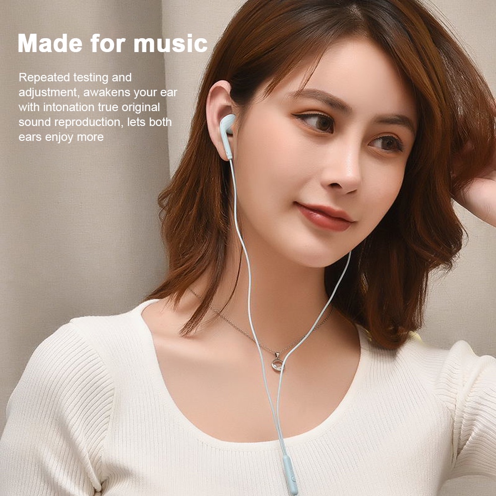 U19 Headset Musik Stereo Kabel 3.5mm Warna Macaron Dengan Mic