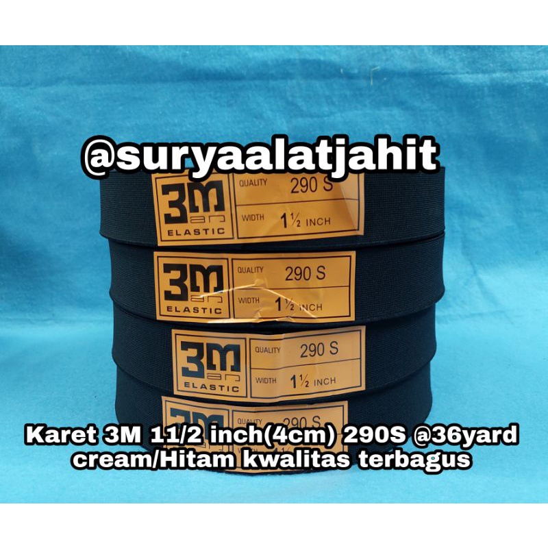 Karet 3Man 1 1/2in/4cm @36Y Hitam dan Cream terbagus =rp.165.500/Rol